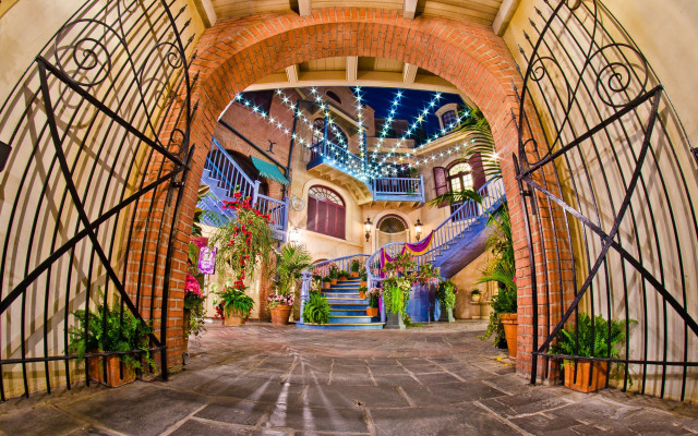 Large archway staircase potted plants free wallpaper for desktop - medium preview image