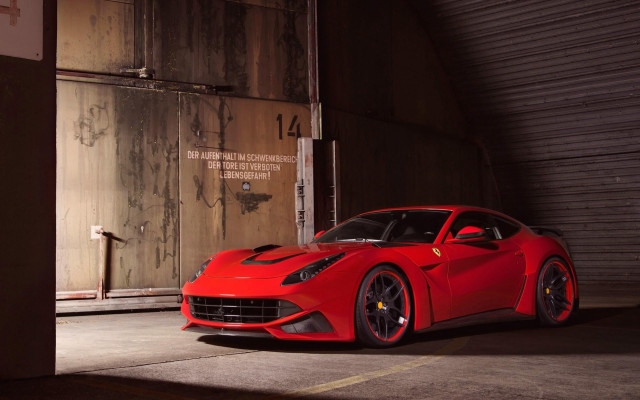Red sports car garage doorway free wallpaper for desktop - medium preview image