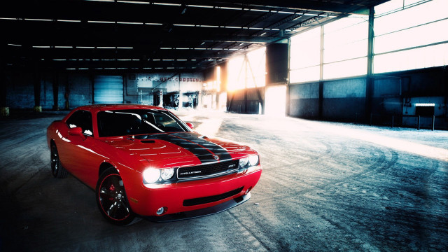 Red car garage black stripe free wallpaper for desktop - medium preview image