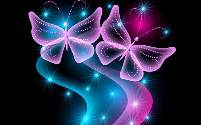 Colorful butterflies stars black pink free wallpaper for desktop - medium preview image