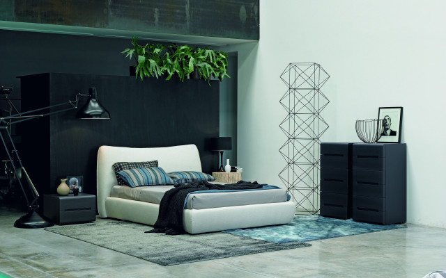 Bedroom nightstand hangingplant lamp chair free wallpaper for desktop - medium preview image