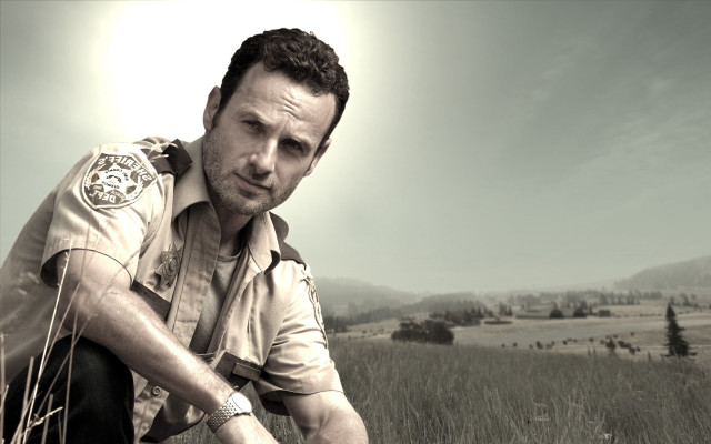 Man kneeling dog sky clouds free wallpaper for desktop - medium preview image