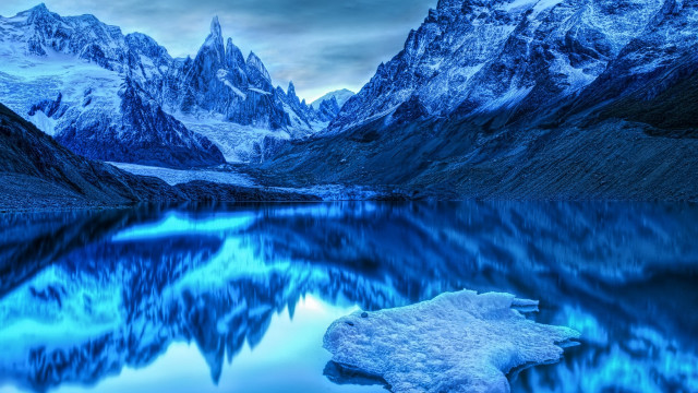 Mountain lake snowy cloudy blue free wallpaper for desktop - medium preview image
