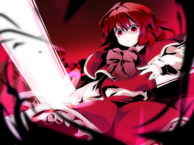 Woman red hair sword red free wallpaper for desktop - medium preview image