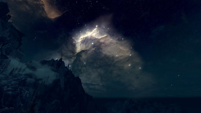 Mountain starry sky aurora moon free wallpaper for desktop - medium preview image