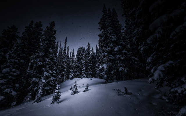 Dark snowy mountain night full free wallpaper for desktop - medium preview image