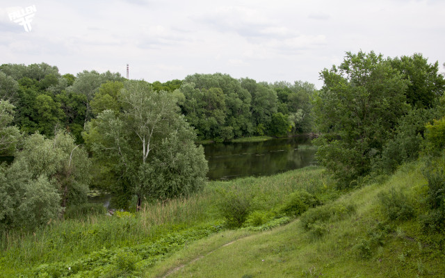 River forest greenery cloudy day free wallpaper for desktop - medium preview image