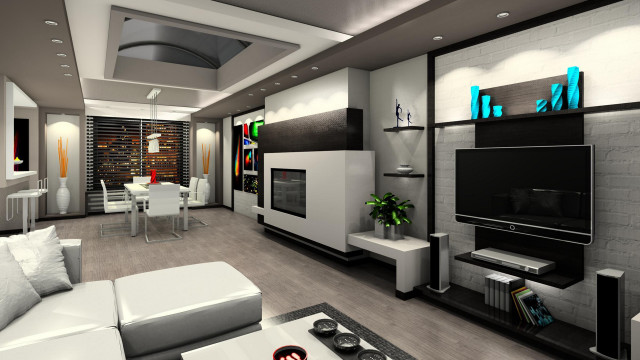 Living room white couch television #5 free wallpaper for desktop - medium preview image