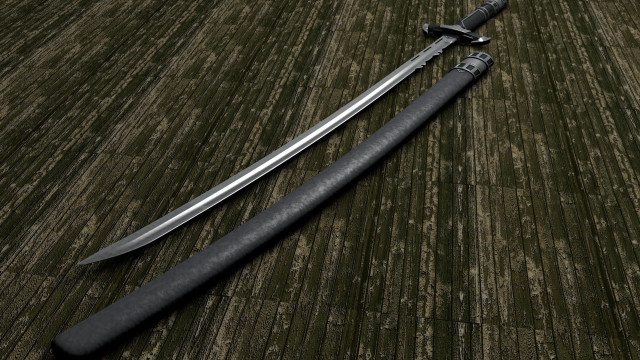 Sword wooden floor black handle free wallpaper for desktop - medium preview image