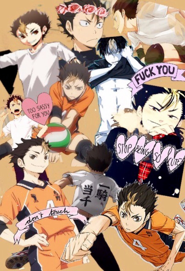 Anime collage message characters fun free wallpaper for mobile - medium preview image