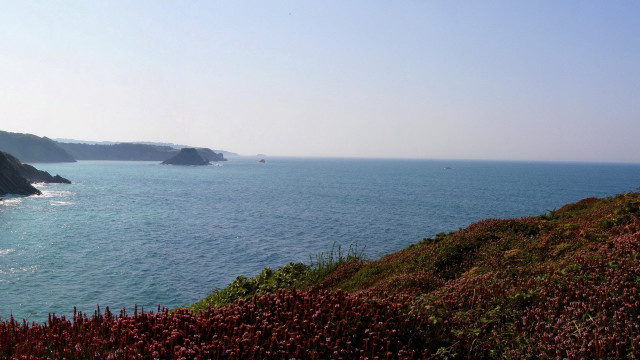 Lake hill boat sunset mountain free wallpaper for desktop - medium preview image