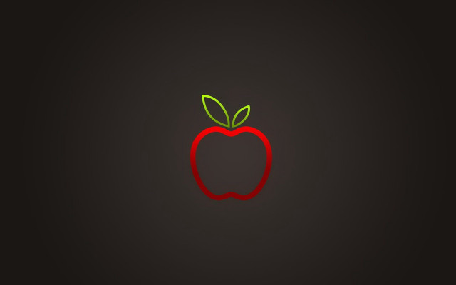 Red apple green leaf shadow free wallpaper for desktop - medium preview image