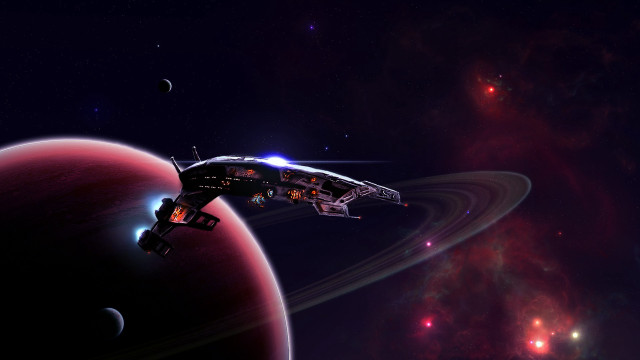 Space station red planet aurora free wallpaper for desktop - medium preview image