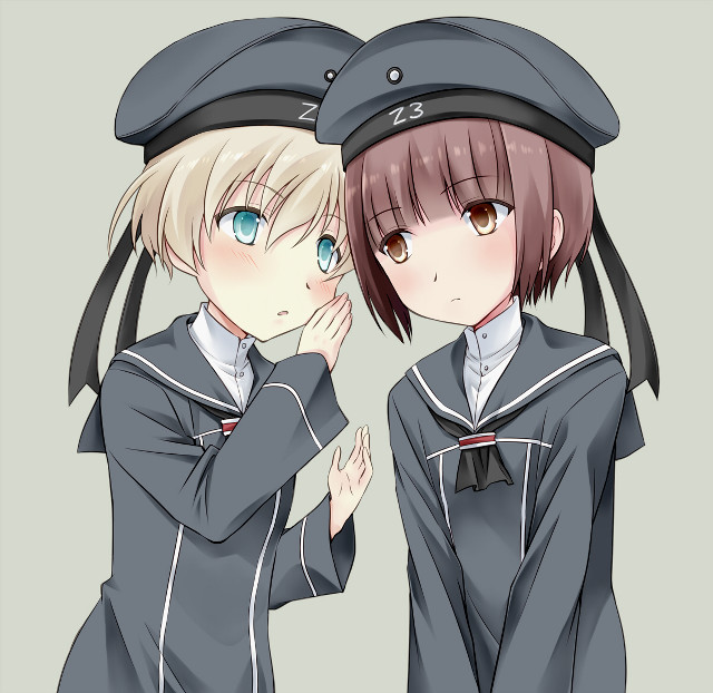 Anime girls hats uniforms covering free wallpaper for tablet - medium preview image