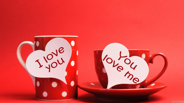 Red hearts cups love plate free wallpaper for desktop - medium preview image