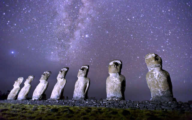 Statues night sky stars milky #2 free wallpaper for desktop - medium preview image