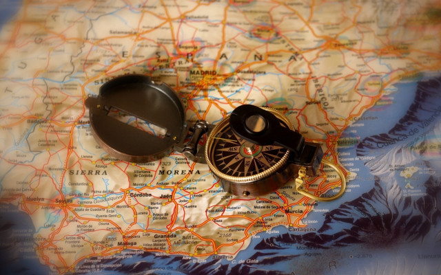 Europe map compass magnifying glass free wallpaper for desktop - medium preview image