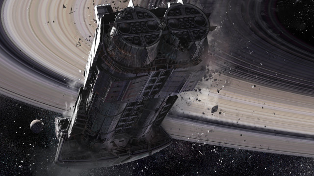 Space station saturn star planet free wallpaper for desktop - medium preview image