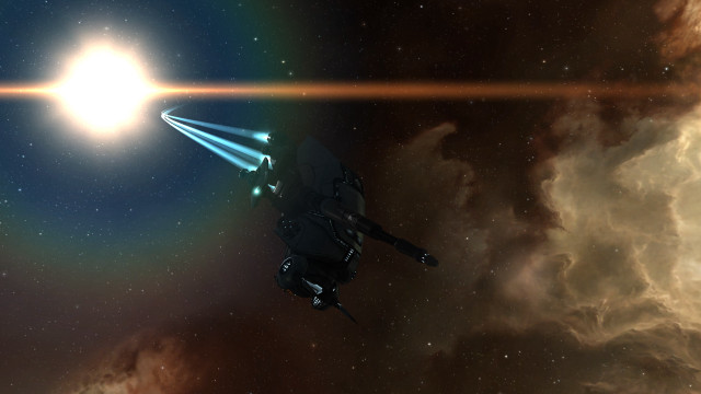 Spaceship starry sky brightlight aurora free wallpaper for desktop - medium preview image