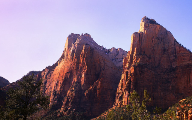 Mountain trees sky clouds desert free wallpaper for desktop - medium preview image