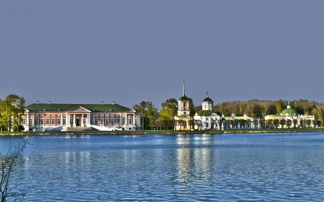 Large building lake forest clock free wallpaper for desktop - medium preview image