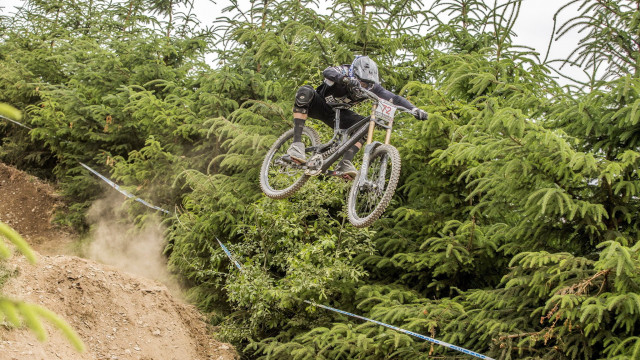 Man bike dirt hill forest free wallpaper for desktop - medium preview image