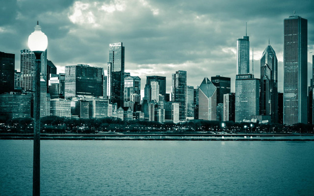 City skyline water clouds architecture free wallpaper for desktop - medium preview image