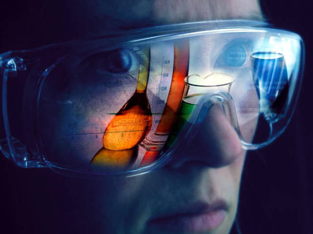 Woman glasses scissors rainbow reflection free wallpaper for desktop - medium preview image