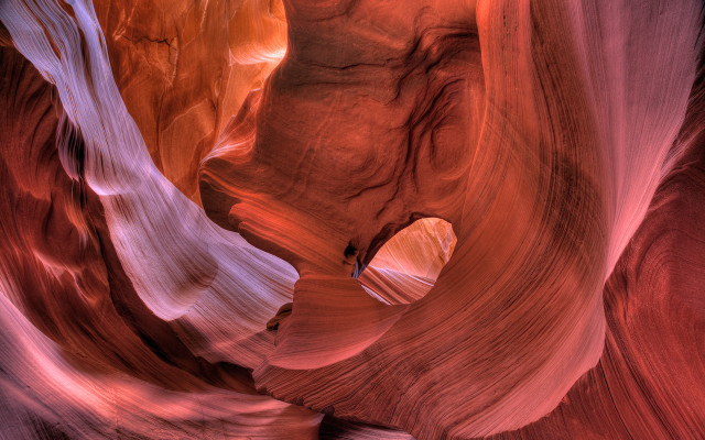 Narrow slot canyon rock hole free wallpaper for desktop - medium preview image