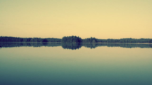 Lake trees sky clouds matte free wallpaper for desktop - medium preview image