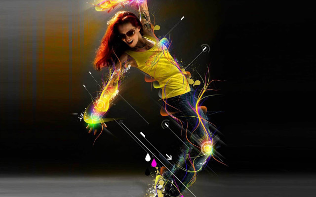 Woman dancing bright paint funk free wallpaper for desktop - medium preview image