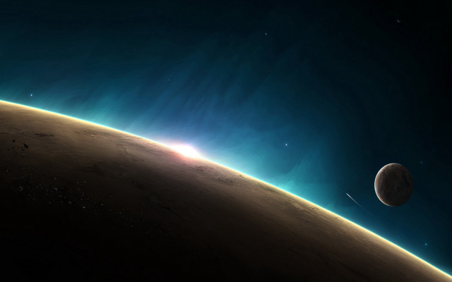 Distant planetary skyline moonlight shooting free wallpaper for desktop - medium preview image