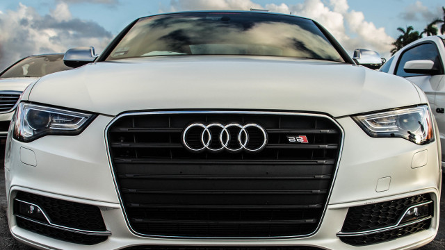 White car parking lot clouds free wallpaper for desktop - medium preview image