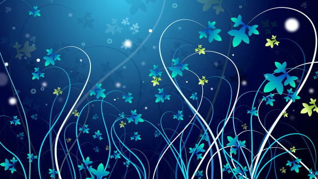 Blue flower swirls star moon free wallpaper for desktop - medium preview image