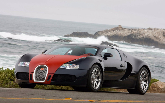 Bugatti ocean rocks digital rendering free wallpaper for desktop - medium preview image
