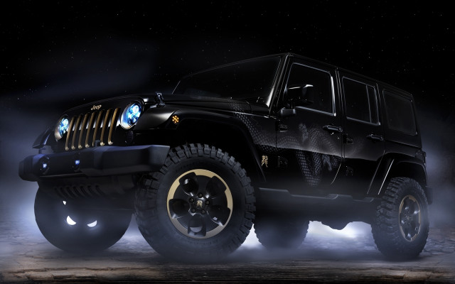 Jeep fog night lights astronaut free wallpaper for desktop - medium preview image