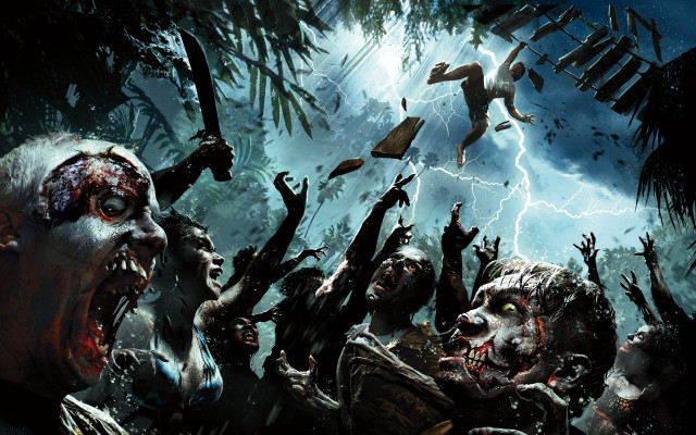 Zombies forest man knife book free wallpaper for desktop - medium preview image