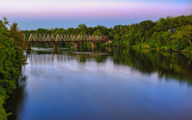 Bridge river trees sky longexposure free wallpaper for desktop - medium preview image