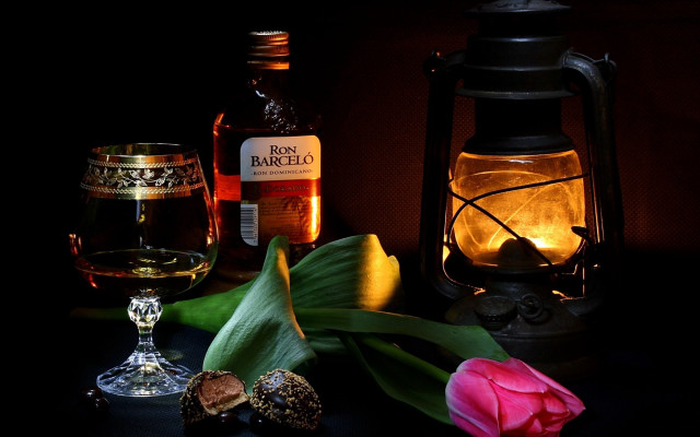 Wine glass flower candle stilllife free wallpaper for desktop - medium preview image