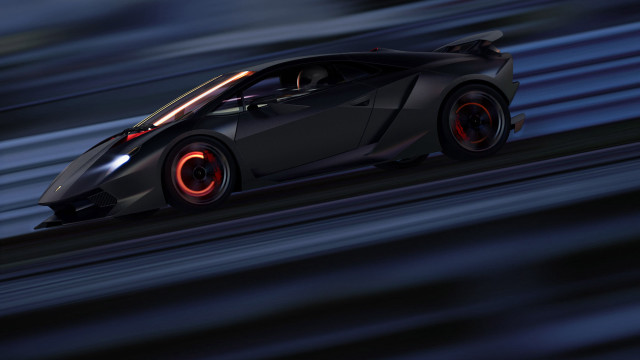 Black sports car night track free wallpaper for desktop - medium preview image