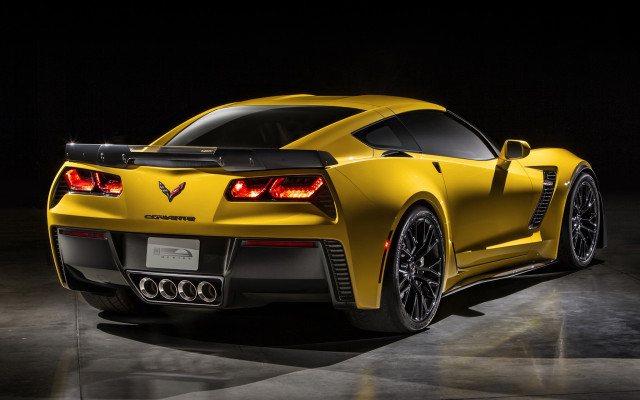 Yellow sports car spotlight tail free wallpaper for desktop - medium preview image