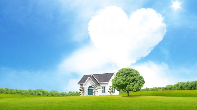 House tree cloud field sky free wallpaper for desktop - medium preview image