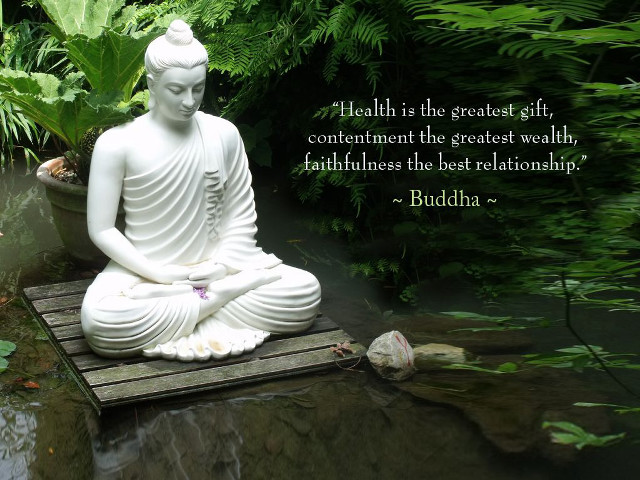Buddha statue garden quote wooden free wallpaper for desktop - medium preview image