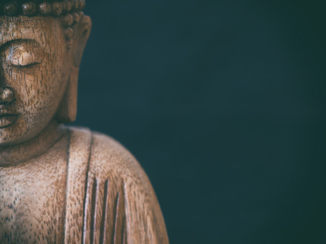 Wooden buddha statue closed eyes free wallpaper for desktop - medium preview image