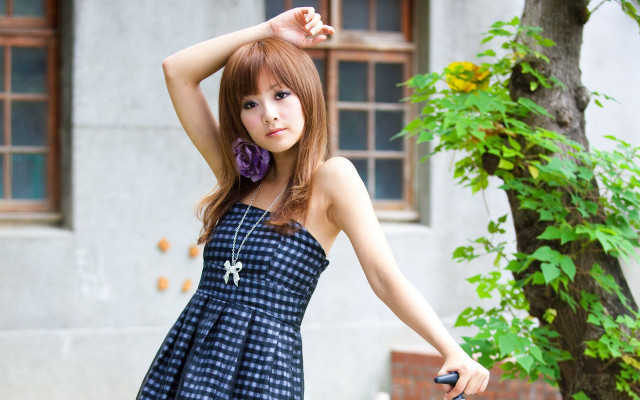 Gothic blue dress bicycle flower free wallpaper for desktop - medium preview image