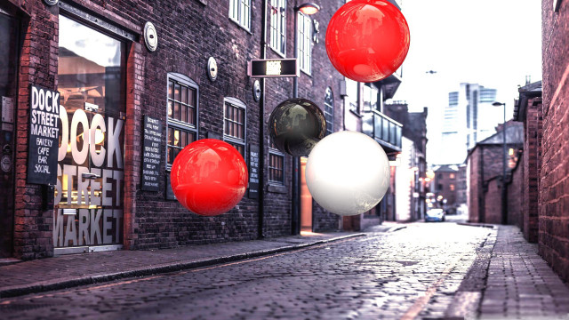 Balloons street architecture moon japanese free wallpaper for desktop - medium preview image