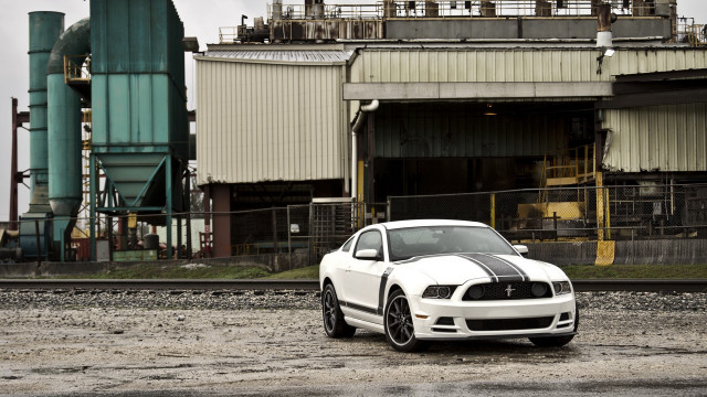 White mustang factory smoke train free wallpaper for desktop - medium preview image