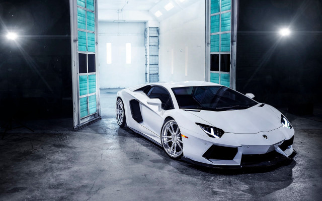 White sports car garage bright #2 free wallpaper for desktop - medium preview image