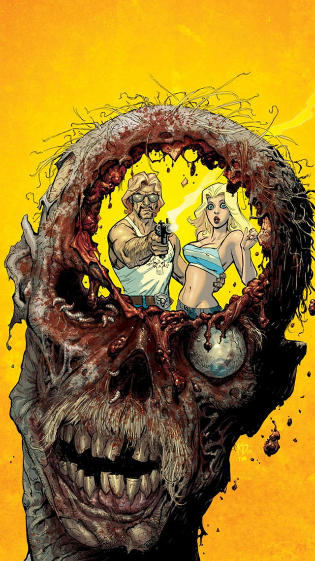 Zombie woman head man center free wallpaper for mobile - medium preview image