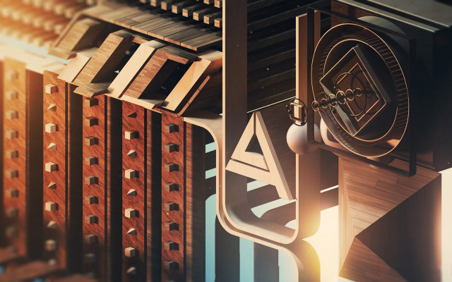 Clock wood metal geometric abstract free wallpaper for desktop - medium preview image